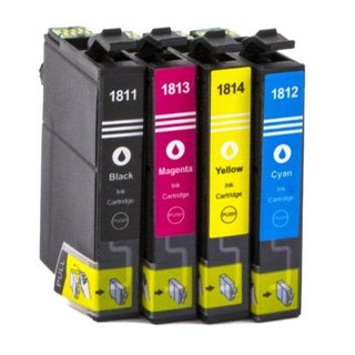 4x Tinte Patronen Kompatibel fr Epson Expression Home XP-412, XP-413 1x 1811-Schwarz 1x 1812-Blau (cyan) 1x 1813-Rot (magenta) 1x 1814-Gelb (yellow)