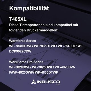 Tintenpatrone T405XL BK  kompatibel mit  Epson WorkForce : WF-7830DTWF/WF-7835DTWF/WF-7840DTWF