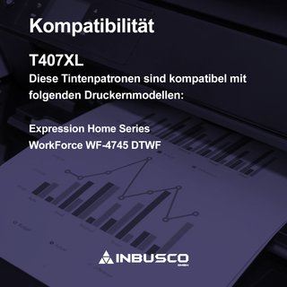 5x T407XL kompatibel mit  Epson WorkForce Pro  WF 4745 DTWF